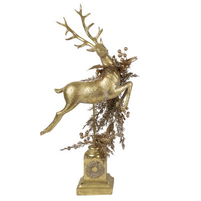 Antique Gold Leaping Reindeer Christmas Ornament Left