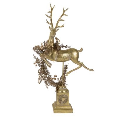Antique Gold Leaping Reindeer Christmas Ornament Right