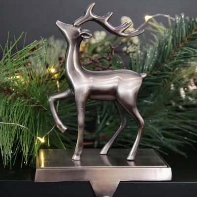 Antique Silver 3D Reindeer Stocking Hanger