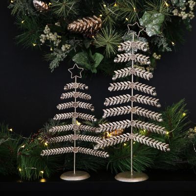 Large Antique Silver Metal Christmas Tree