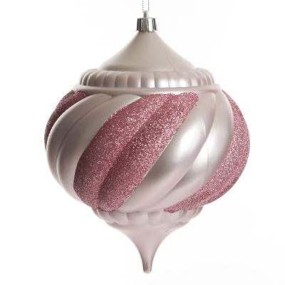Baby Pink Glitter Swirl Christmas Onion Bauble