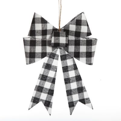 Black and White Gingham Check Bow