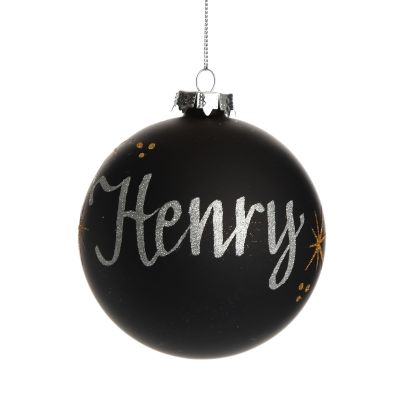 Black Glass Personalised Christmas Bauble