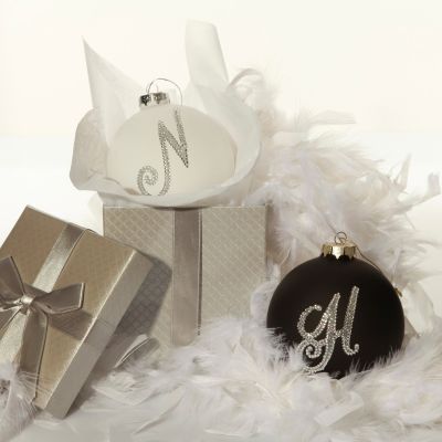 Silver Bling Monogram Christmas Bauble Whole product