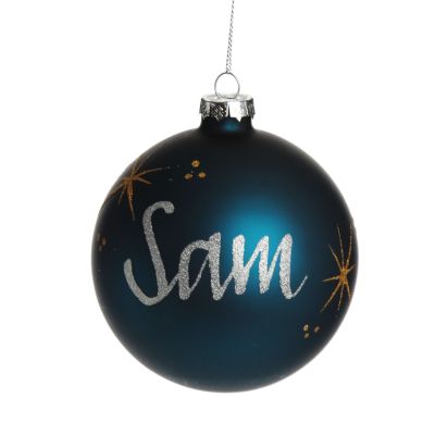 Blue Glass Personalised Christmas Bauble Whole product