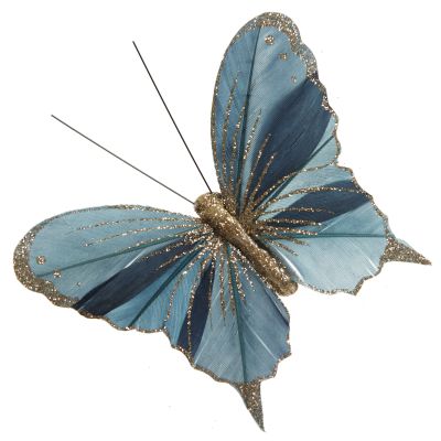 Blue Glitter Sheer Butterfly Clip
