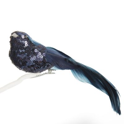 Blue Sequin Bird Clip