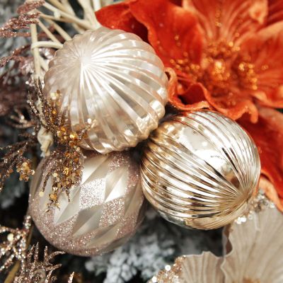 Assorted Decorative Pink Shatterproof Christmas Baubles - Set of 6