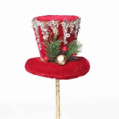 Burgundy Red Christmas Velour Top Hat Pick