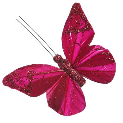 Burgundy Red Glitter Sheer Butterfly Clip