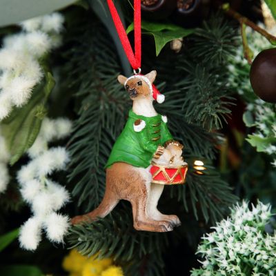 Kangaroo Australiana Christmas Tree Decoration - Green Jacket