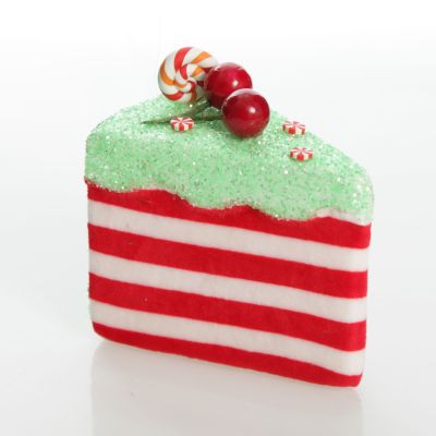 Candy Cane and Mint Velvet Cake Slice Christmas Tree Decoration