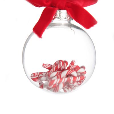Candy Cane Filled Clear Shatterproof Bauble