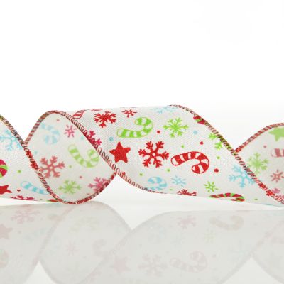 Candy Cane and Snowflake Ribbon - 6.3cm
