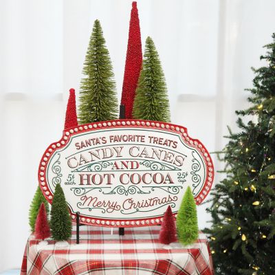 Candy Canes and Hot Cocoa Retro Metal Christmas Sign