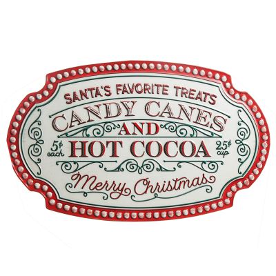 Candy Canes and Hot Cocoa Retro Metal Christmas Sign
