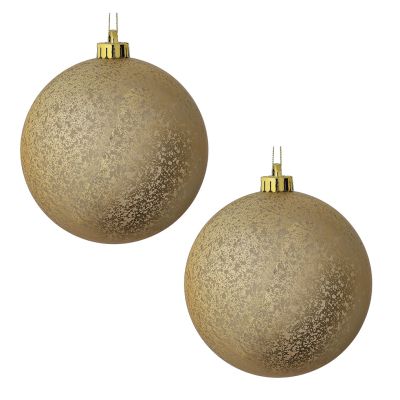 Champagne Mercury Jumbo Shatterproof Christmas Bauble Decoration 14cm - Set of 2