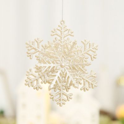 Champagne Glitter Snowflake Christmas Tree Decoration