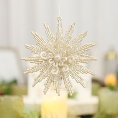 Champagne Glitter Starburst Christmas Tree Decoration