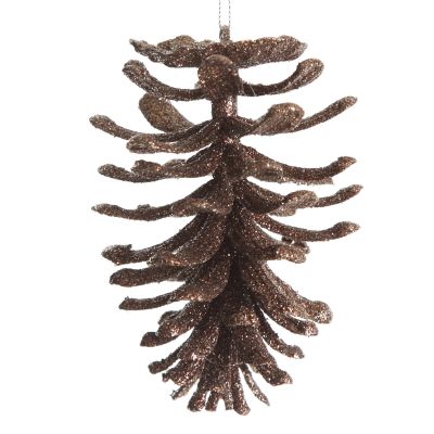 Chocolate Glitter Faux Hanging Pinecone