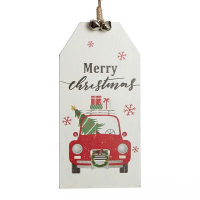 Christmas Car Wooden Gift Tag Tree Decoration