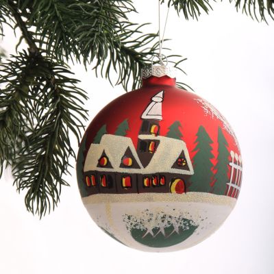 Red Christmas Village Christmas Bauble