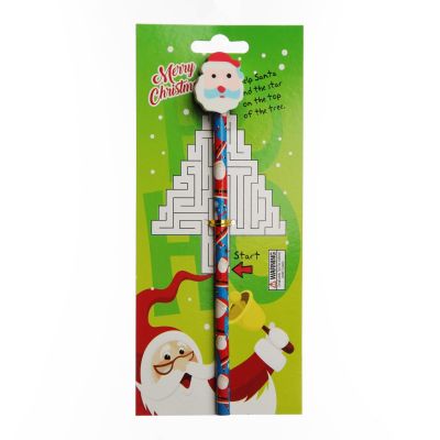 Christmas Pencil with Eraser - on Backing Card - Santa design