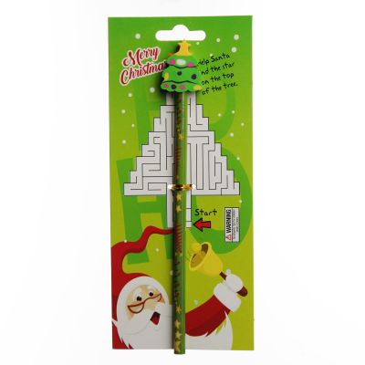 Christmas Pencil with Eraser - on Backing Card - Santa design