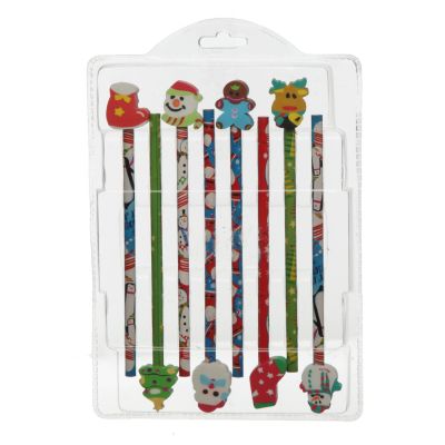 Christmas Pencils with Erasers - Pack of 8