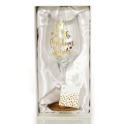 Personalised 'Get into the Christmas Spirits' Wine Glass