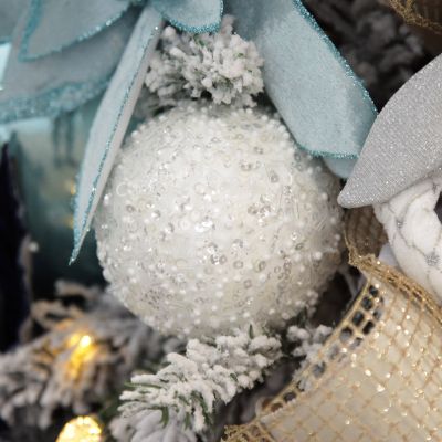 White Glitter Sequin and Bead Bauble