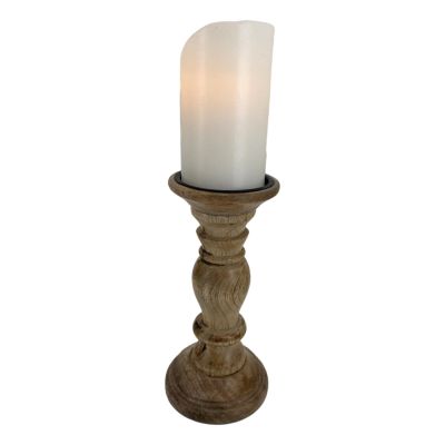 Coastal Wood Pillar Candle Holder 24cm