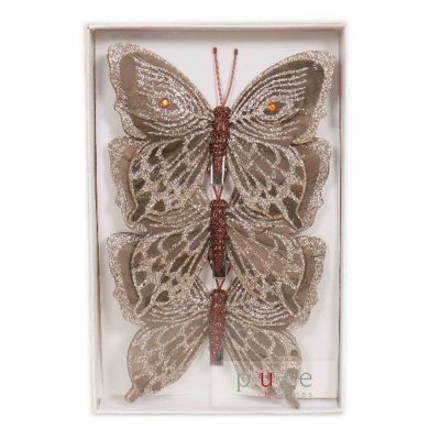 Copper Feather Butterfly Clips - Pack of 3