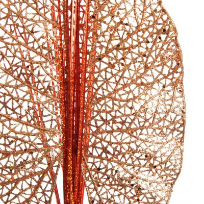 Copper Glitter Mesh Philodendron Leaf Pick 