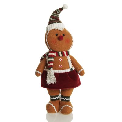 Cuddly Plush Standing Girl Gingerbread Christmas Ornament