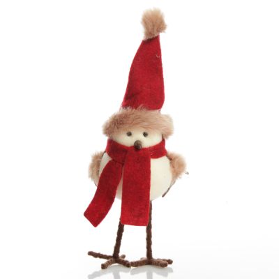 Cute Christmas Bird with Red Hat and Scarf