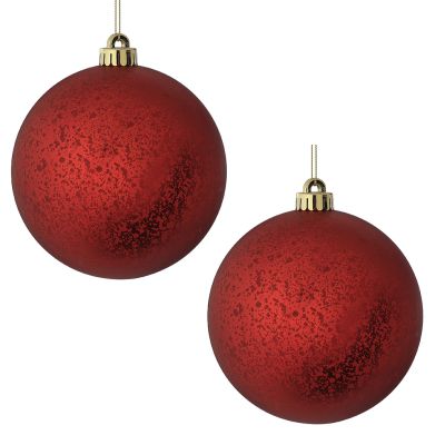 Dark Red Mercury Jumbo Shatterproof Christmas Bauble Decoration - Set of 2