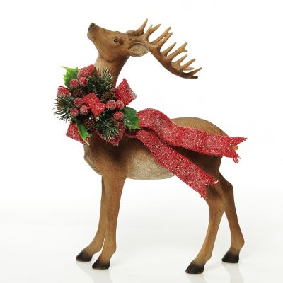 Deer Ornament with Red Bow - Left