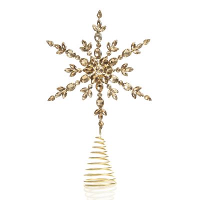 Elegant Amber Crystal Snowflake Tree Topper