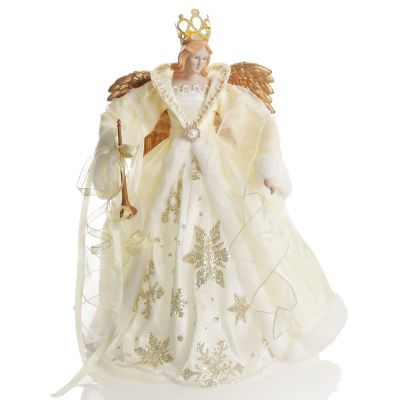 Elegant Ivory and Gold Christmas Angel Tree Topper