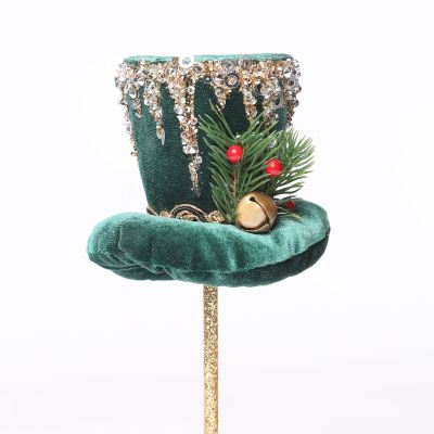 Emerald Green Christmas Velour Top Hat Pick