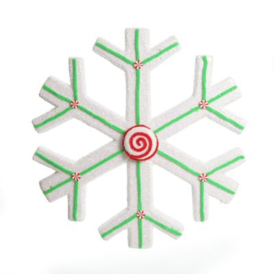 Extra Large White Snowflake with Mint Green Lolly Trim