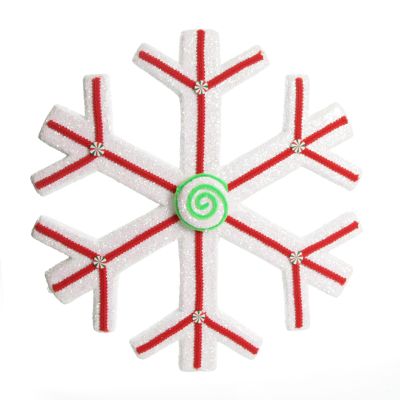 Extra Large White Snowflake with Red Lolly Trim