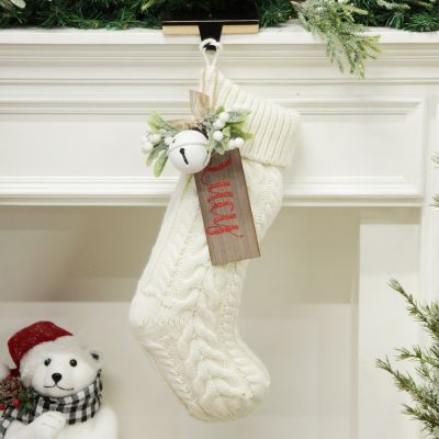 Personalised White Knitted Christmas Stocking