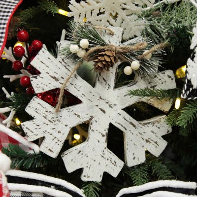 Rustic Christmas Tree Farm White Washed Snowflake Ornament