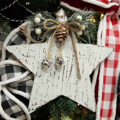 Rustic Christmas Tree Farm White Washed Star Ornament