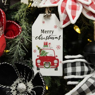 Christmas Car Wooden Gift Tag Tree Decoration