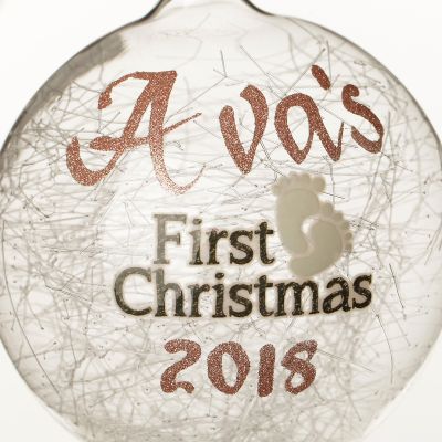 Icicle Glass Personalised Christmas Bauble - First Christmas