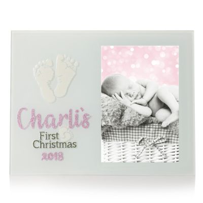 Personalised Glass Photo Frame - First Christmas