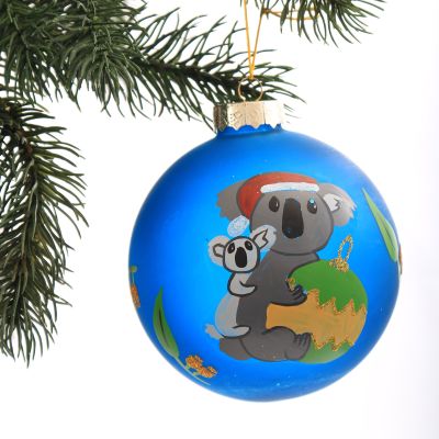 Frosted blue Koala and gumnuts Christmas Bauble